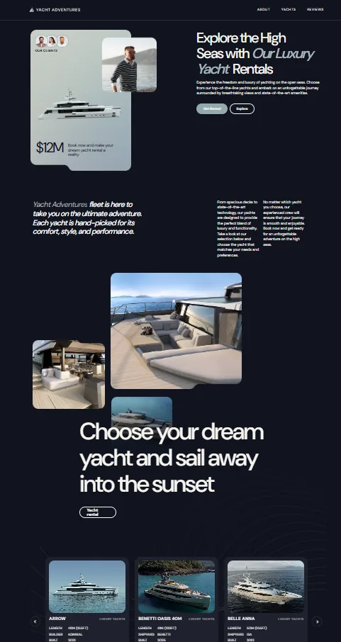 Yacht Adventures responsive rental website